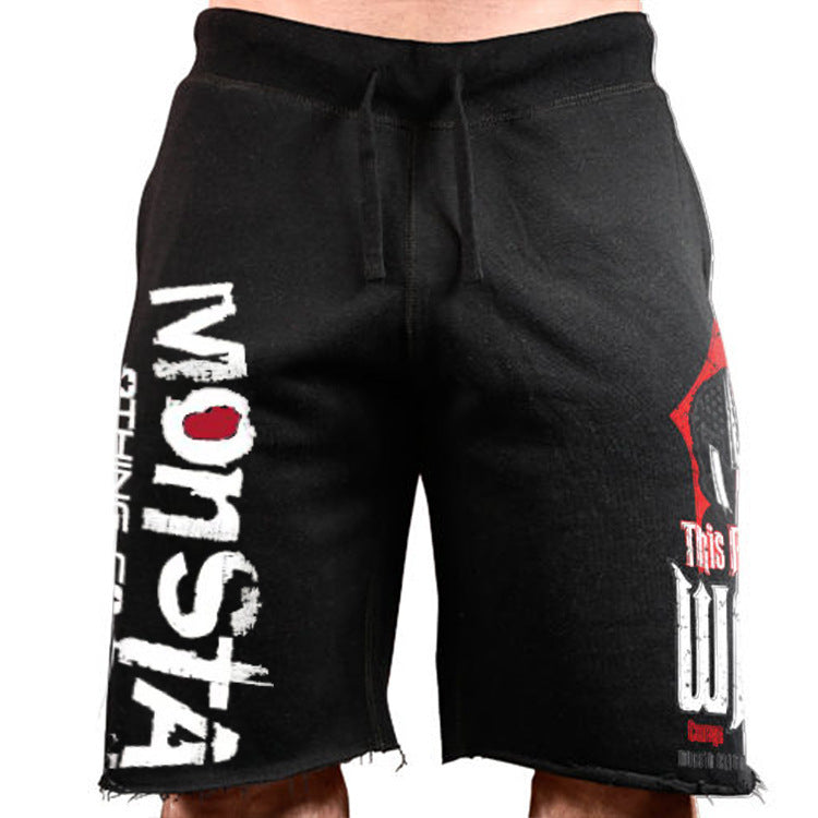 Sports Running Casual Big Print Cotton Elastic Shorts