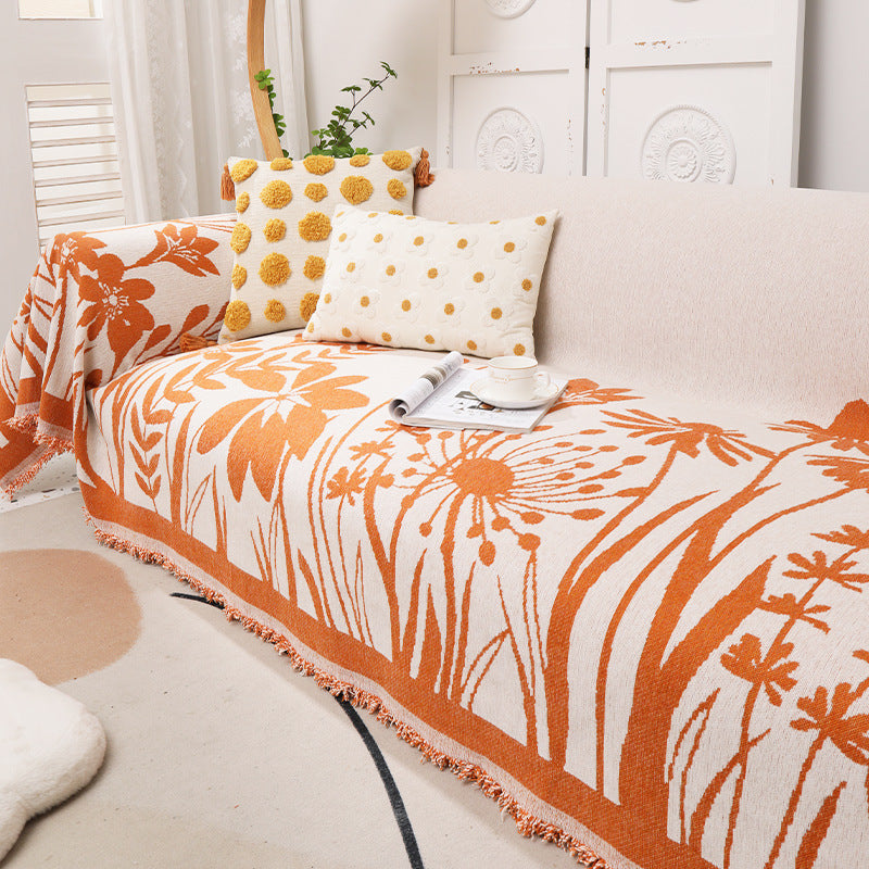 Orange Blanket Full Covered Sofa Cover