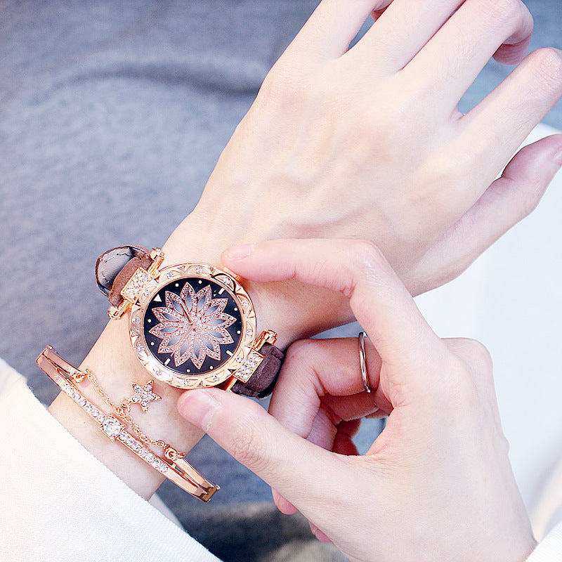 Rotating Ladies Net Red Quartz Watch Casual