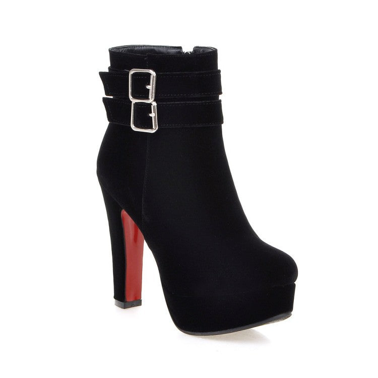 Red Women's Boots Wedding Shoes Bride High Heel Boots Small Size Boots