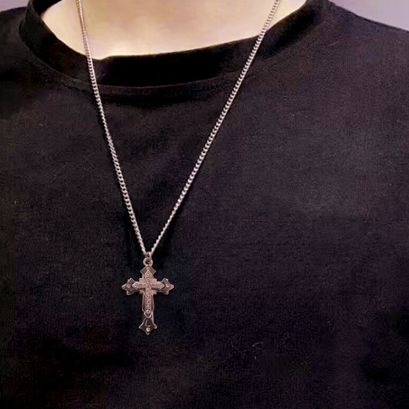 Diamond Cross Titanium Steel Necklace Male Personality
