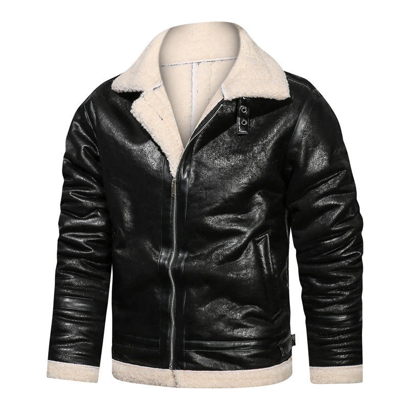 Casual Lapel Faux Fur One-Piece Men's Jacket Fashion