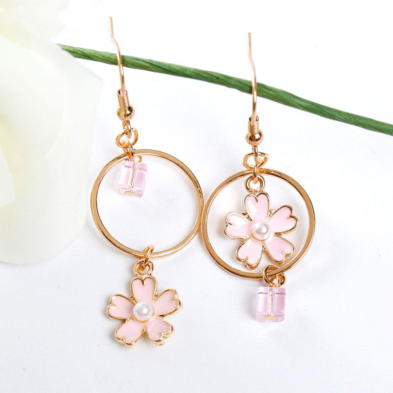 New Fashion Temperament Crystal Cherry Blossom Earrings