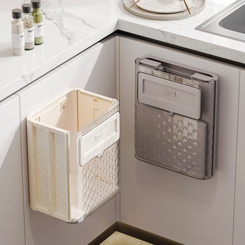 Household Kitchen Folding Trash Can Wall Hanging Punch-Free Trash Can