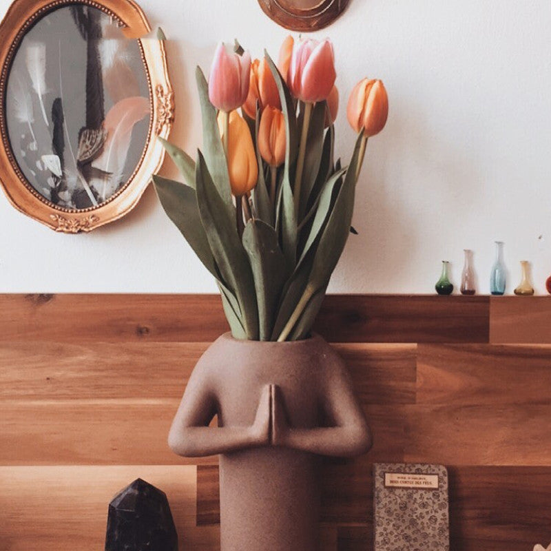 Zen-Like Two-handed Ceramic Vase Pot Flower Arrangement Ornaments