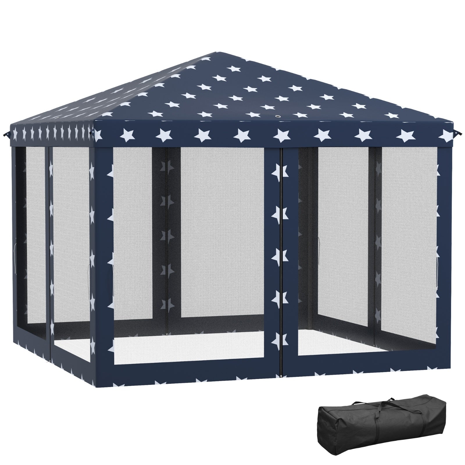 Outsunny 10' X 10' Pop Up Canopy Tent With Netting, Instant Gazebo, Ez Up Screen House Room With Car
