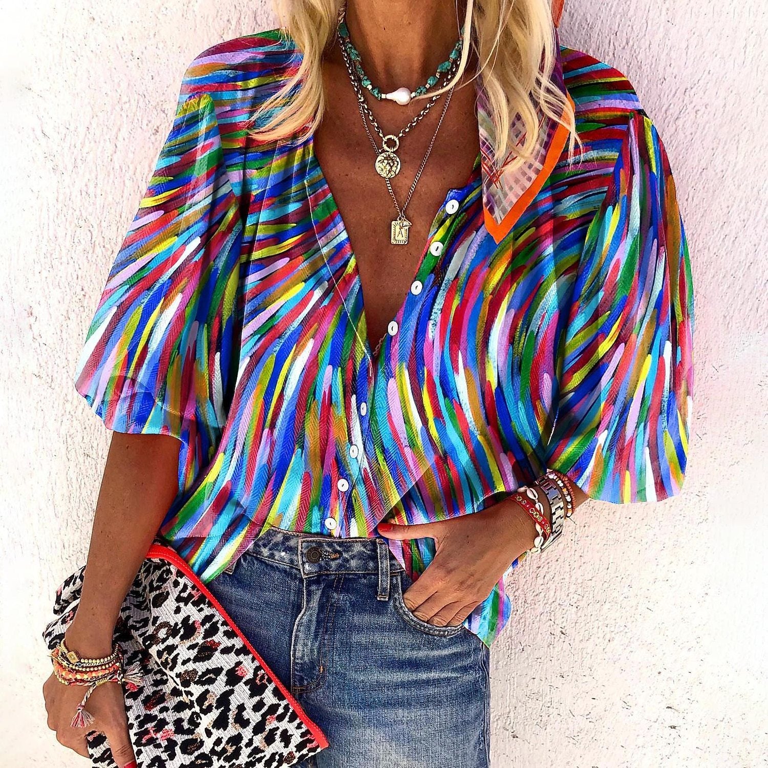 3d Flower Printed Long-Sleeved Top Female