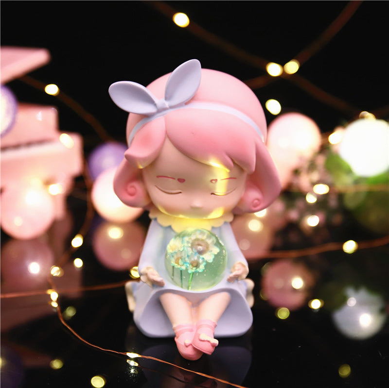 Fantasy Crystal Ball With Lamp For Girls Bedroom Desktop Resin Decoration Ornaments