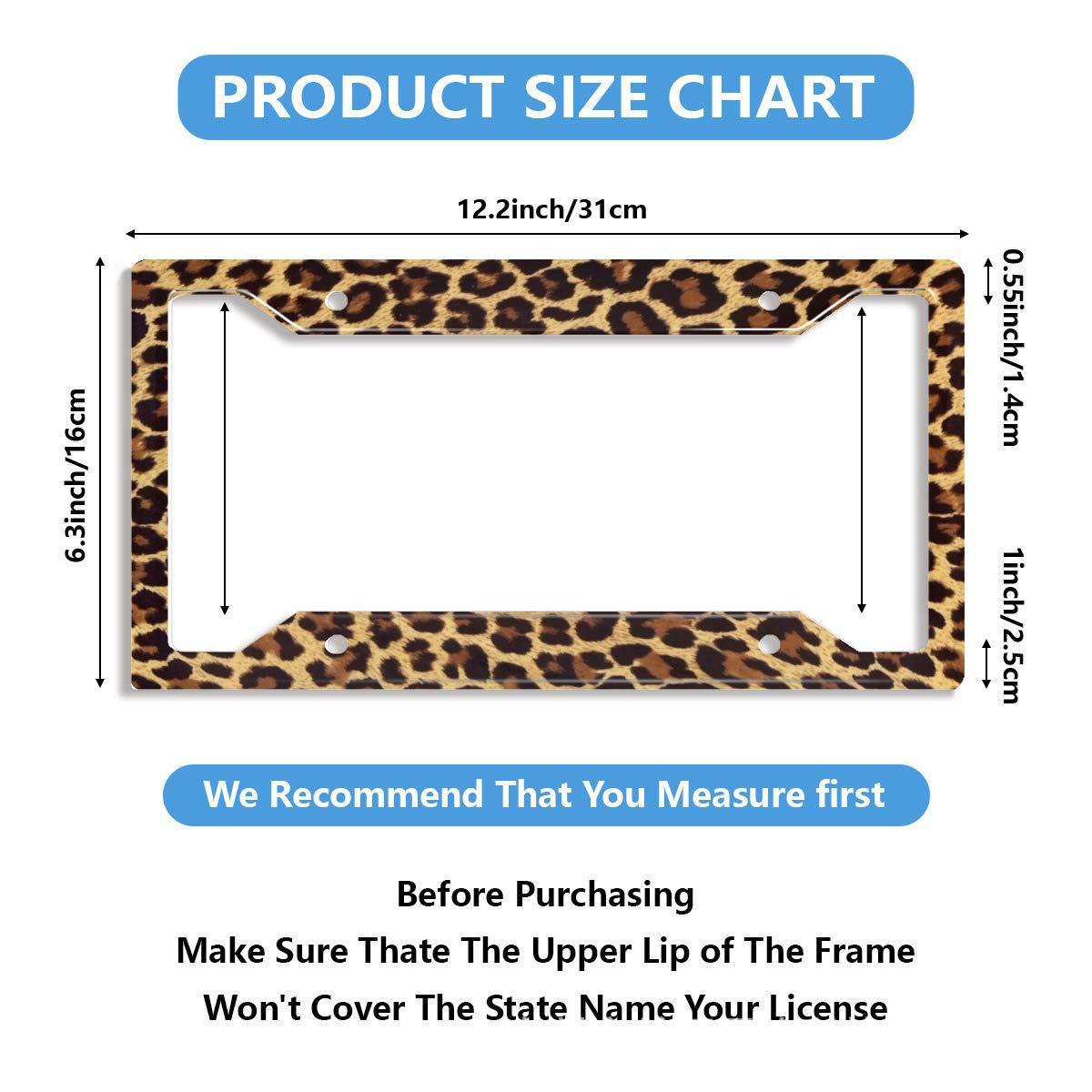 Personalized License Plate Frame Metallic Aluminium Cute Cheetah Brown License Plate Cover