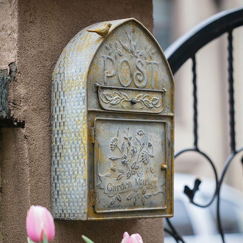 Wrought Iron Wall-mounted Mailbox Inbox Postcard Box Postbox Props Mailbox
