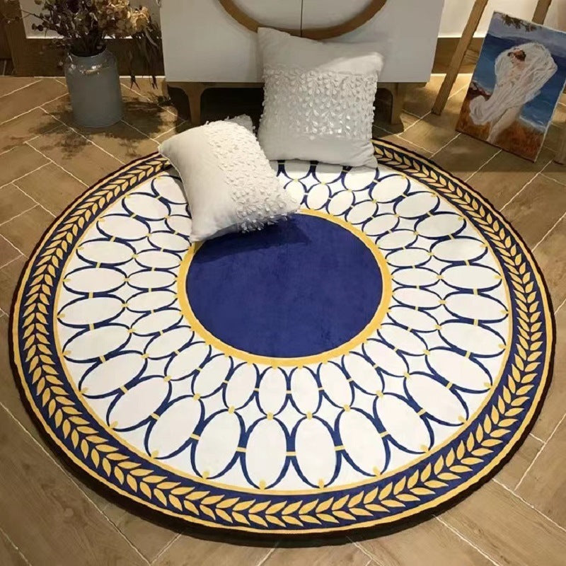 Nordic Geometric Round Crystal Velvet Floor Mat Household Absorbent Coffee Table Mat
