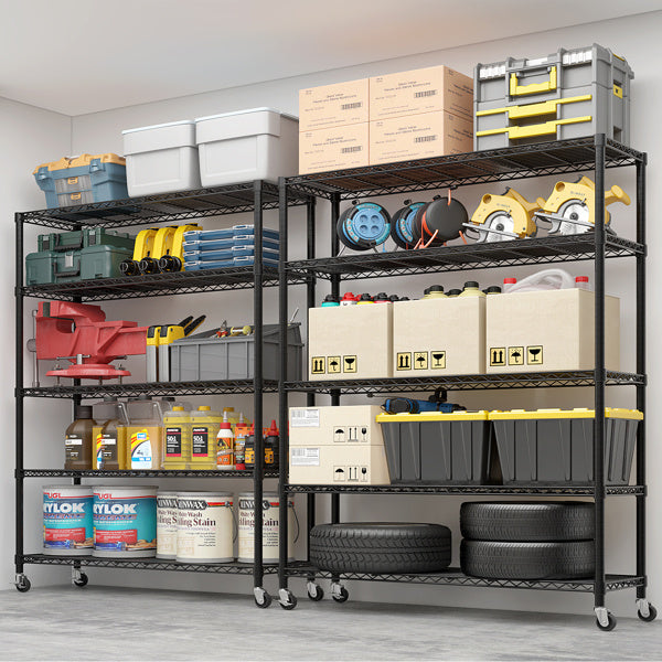 Five Layer Heavy-duty Display Rack With Rubber Wheels And Adjustable Interlayer Spacing