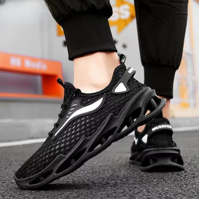 Men's Lace-Up Sneakers Mesh Sports Shoes Fashion Hollow-Sole Low Top Running Shoes