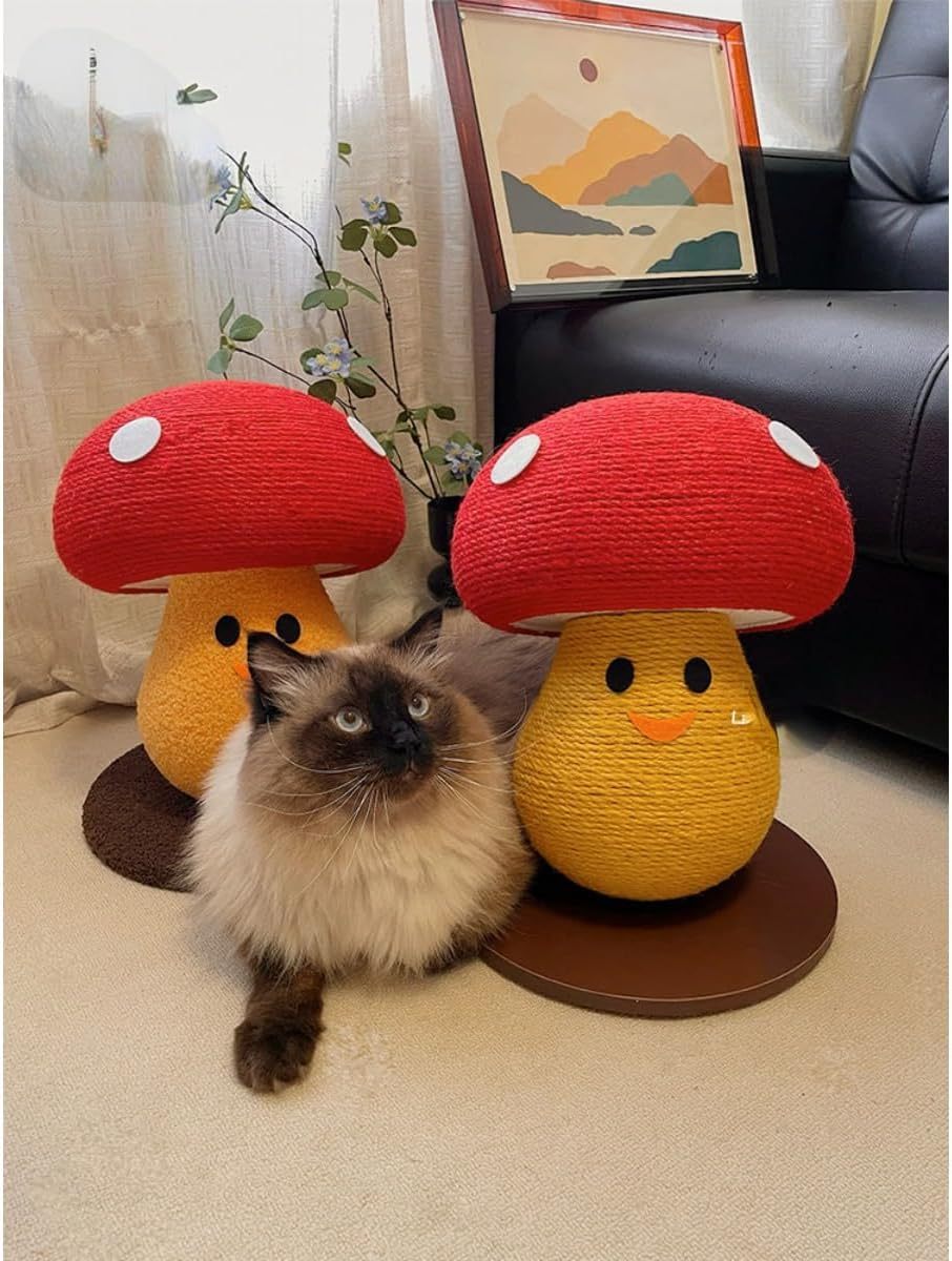 Cat Scratcher Scratch Board Foldable Accordion Design Cardboard Scratch Pad Nest For Indoor Grinding Claw Round Board Corrugated Lounge Cat Furniture Protector For Couch Carpets Sofas Mushroom