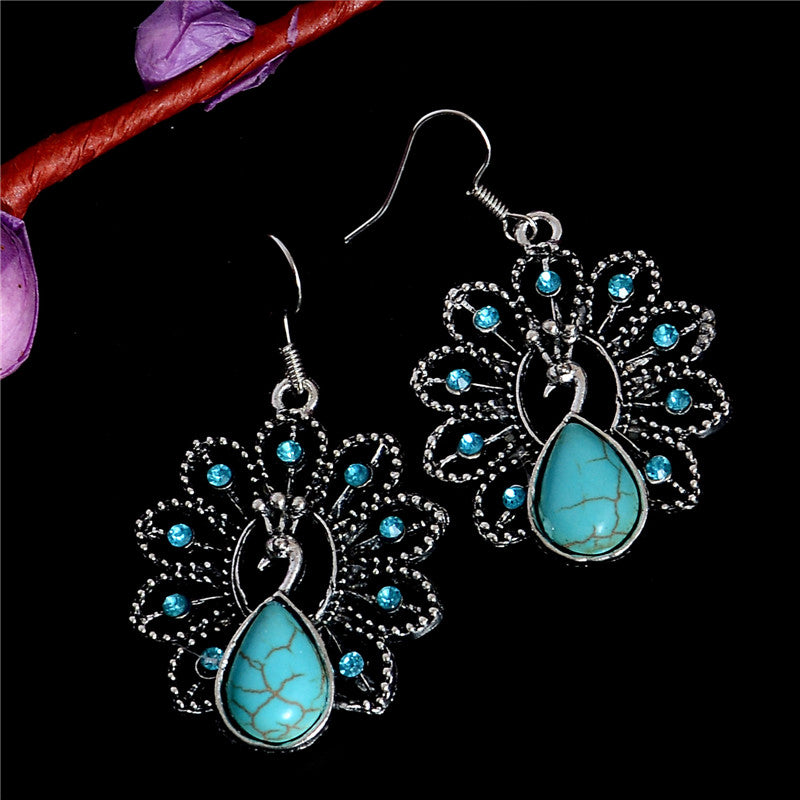 Turquoise Peacock Earrings
