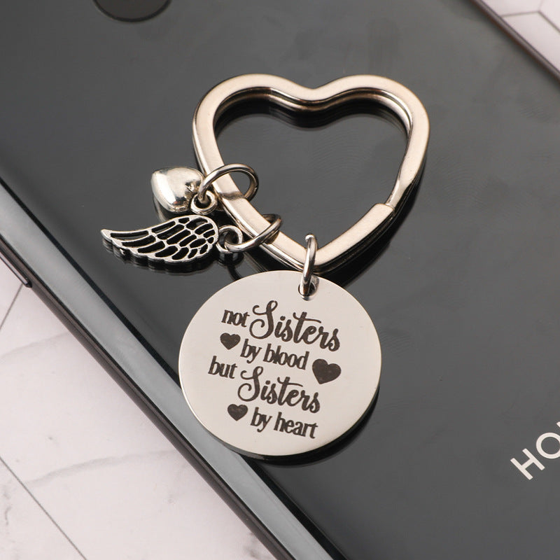 Not Sister By Blood Good Sisters Stainless Steel Key Ring