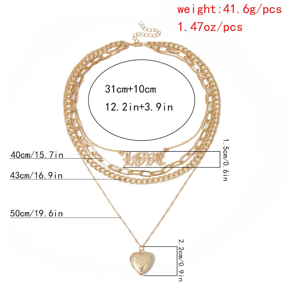 Vintage Multi-Layered Love Heart Boho Pendant Choker Necklace