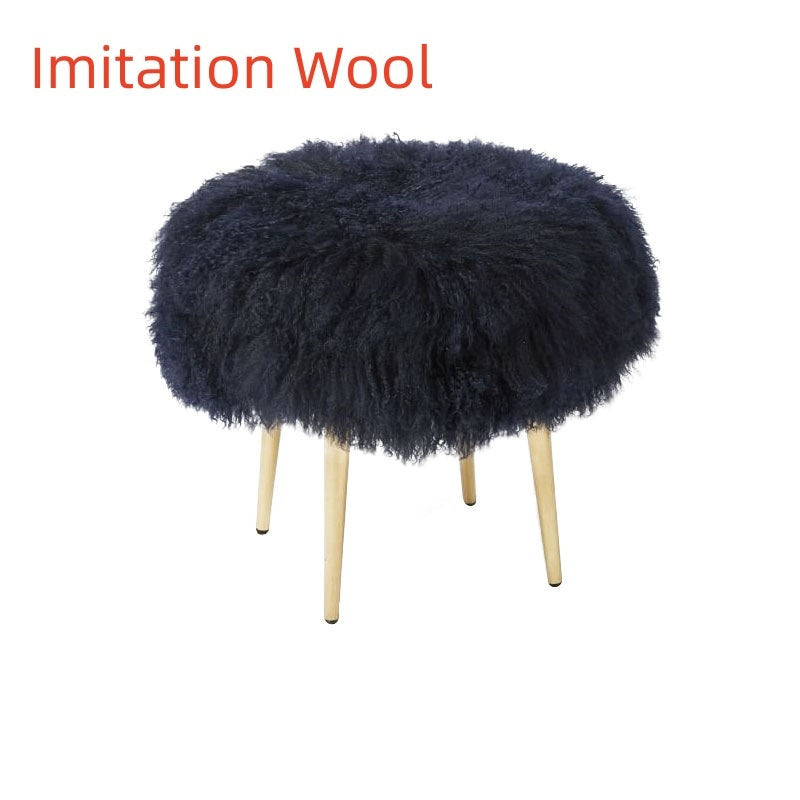 Tan Wool Makeup Dressing Shoe Changing Low Stool