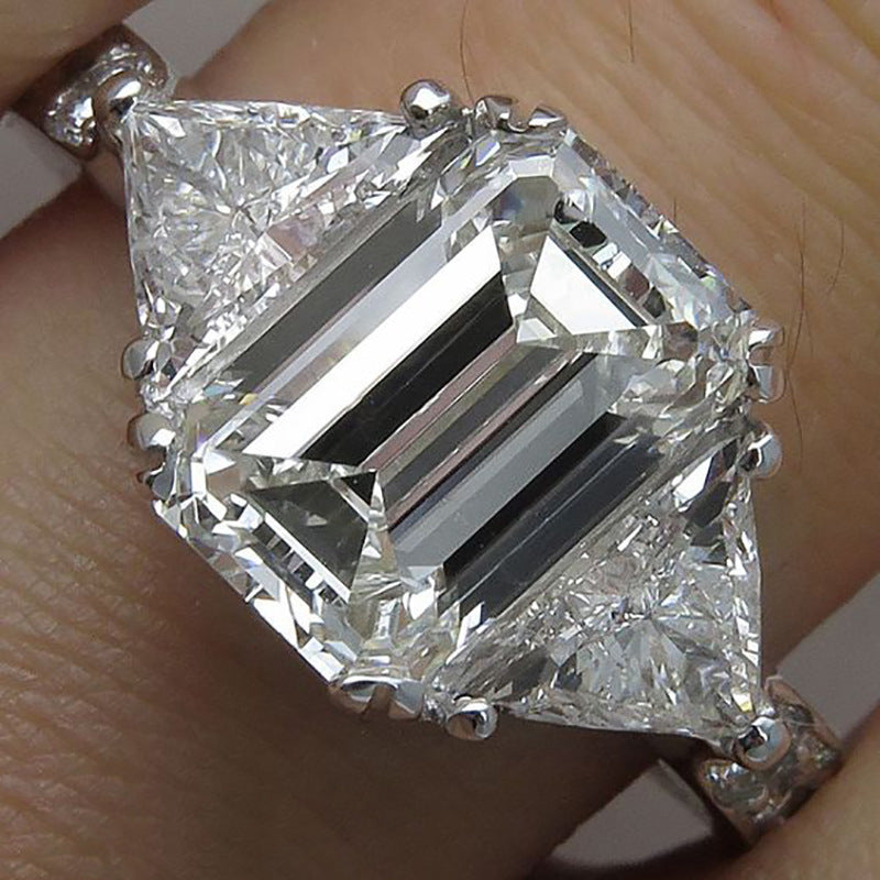 Large Square Zircon White Gold Ring