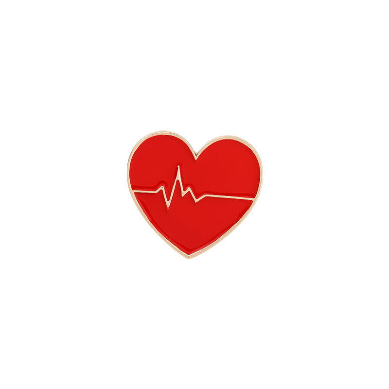 New Cartoon Creative Cartoon Heartbeat Shape Accessories Brooch