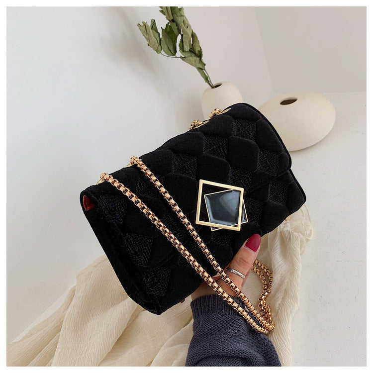 Velvet Diamond Chain Bag
