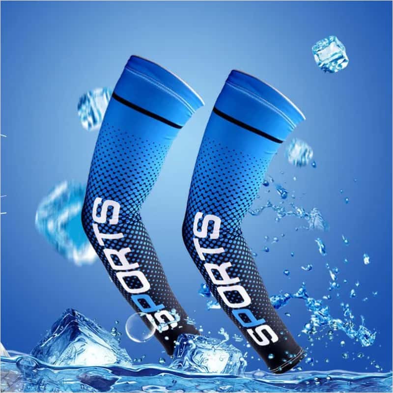 UV Resistant Ice Silk Cooling Set - 1 Pair Arm Sleeves 1 Face Mask Scarf, Sun Protection For Running, Cycling, Outdoor Sports