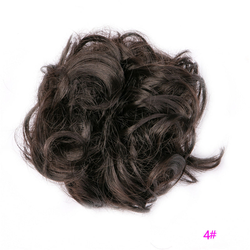 Europe, Japan, and South Korea Popular Hair Bun Fluffy Natural Drawstring Curly Hair Ball Head Hair Ring Hair set Female Hair Accessories Chemical Fiber Hair