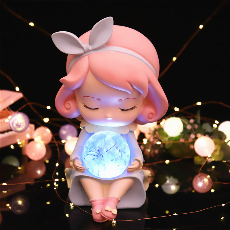Fantasy Crystal Ball With Lamp For Girls Bedroom Desktop Resin Decoration Ornaments