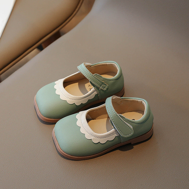 Girls' Princess Soft-Soled Lace Leather Shoes