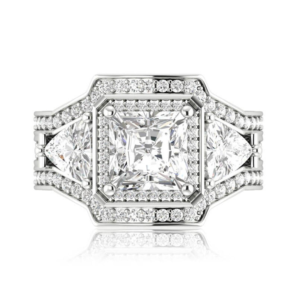 European and American Women's Wedding Ring Three Stone Diamond Wedding Ring