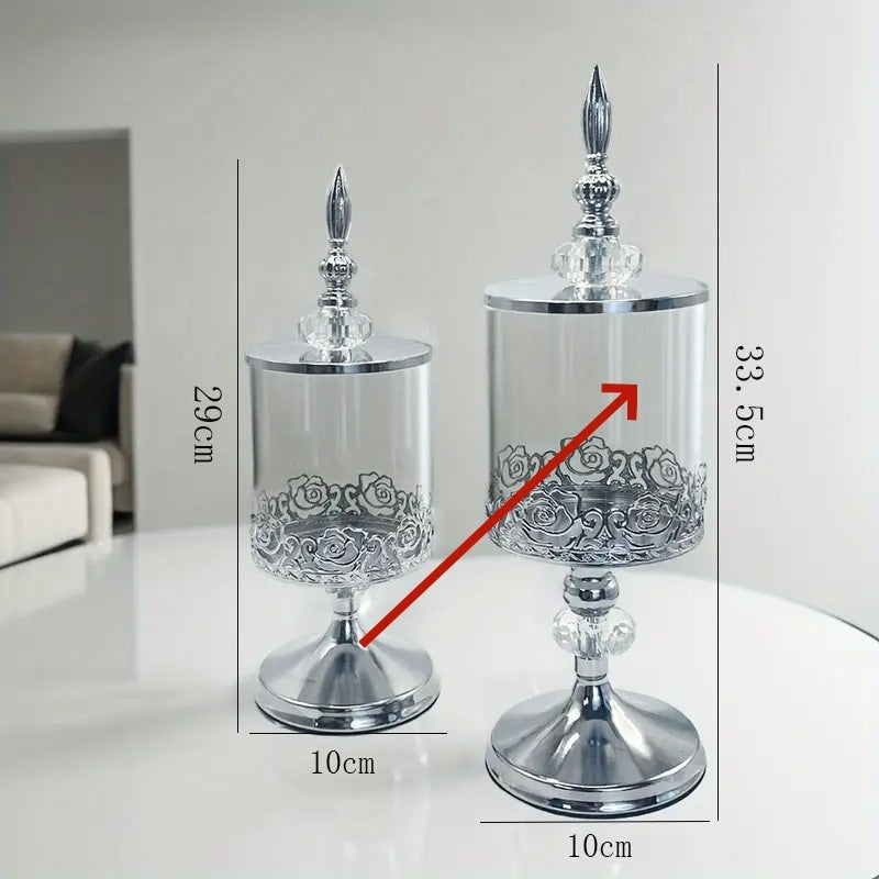 European Crystal Glass Storage Tank With Lid Decorative Ornaments