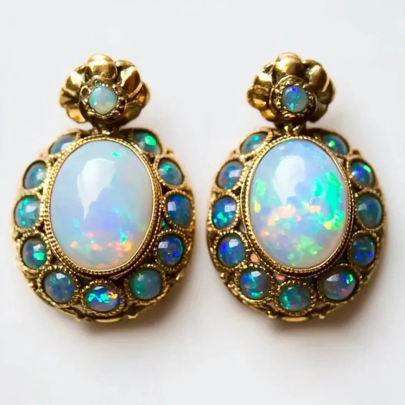 Light Luxury High-End Fashion Luxury Temperament Colored Gems Earrings