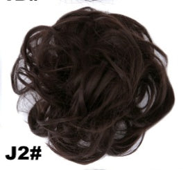 Europe, Japan, and South Korea Popular Hair Bun Fluffy Natural Drawstring Curly Hair Ball Head Hair Ring Hair set Female Hair Accessories Chemical Fiber Hair