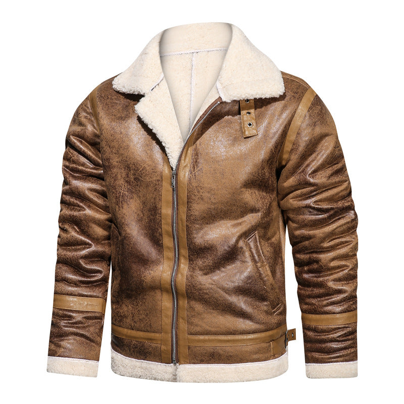 Casual Lapel Faux Fur One-Piece Men's Jacket Fashion