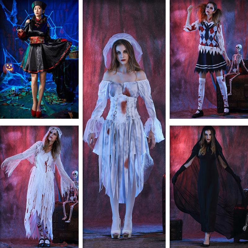 Male and Female Adult Bride and Groom Halloween Costumes