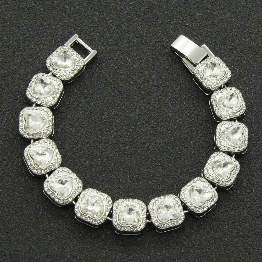 Men's Splendid Diamond Heart Love Heart Red Diamond Necklace