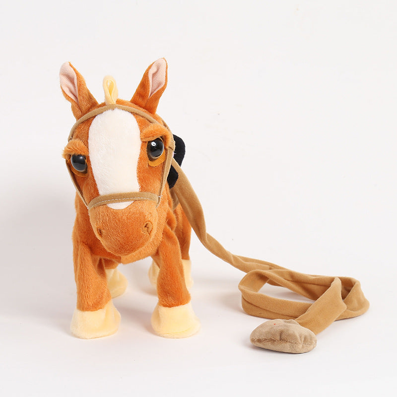 Children's Electric Plush Toy Will Sing And Dance Simulation Horse Leash Walking Electronic Horse Machine Horse