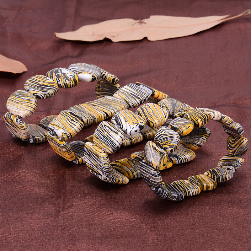 Golden Zebra Pattern Original Malachite Bracelet