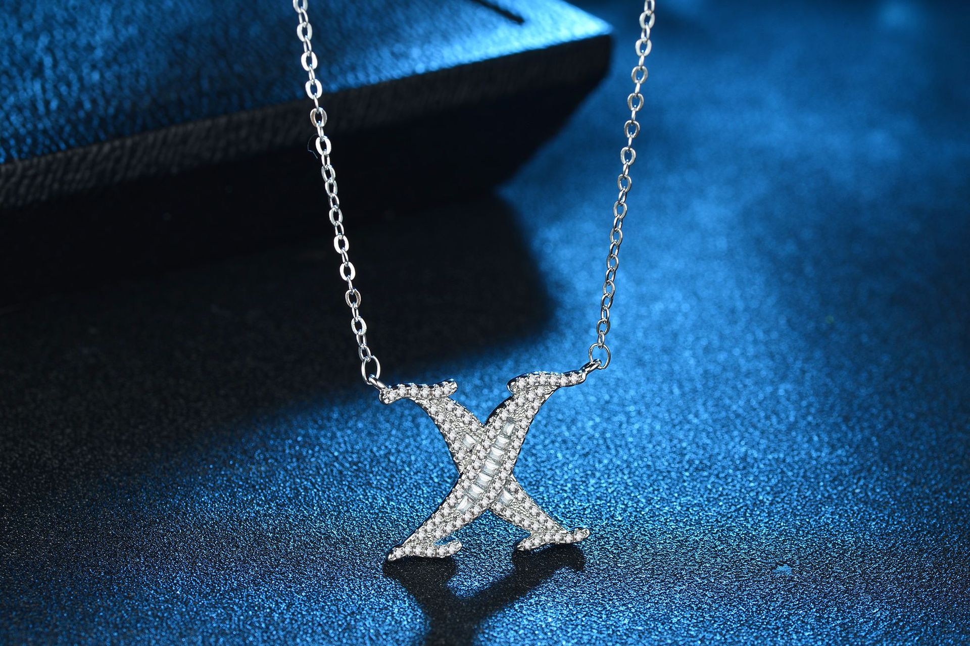 English Letter Super Flash Zircon Necklace