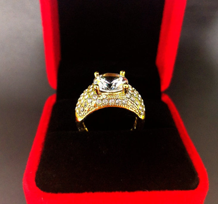 Luxurious Gold Micro Set Diamond Round Carat Ring