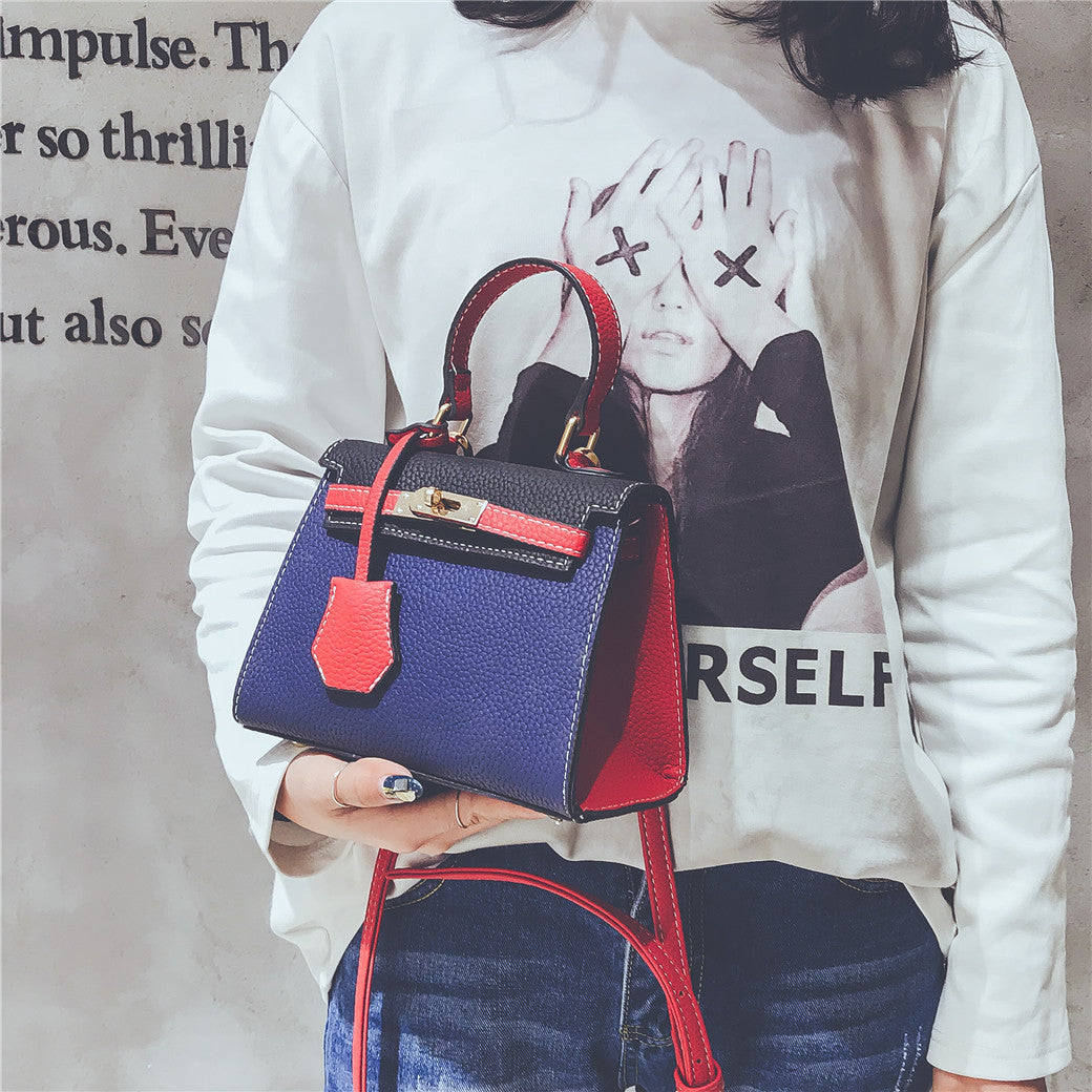 Lychee Print Color Contrast Kelly Bag Small Bag