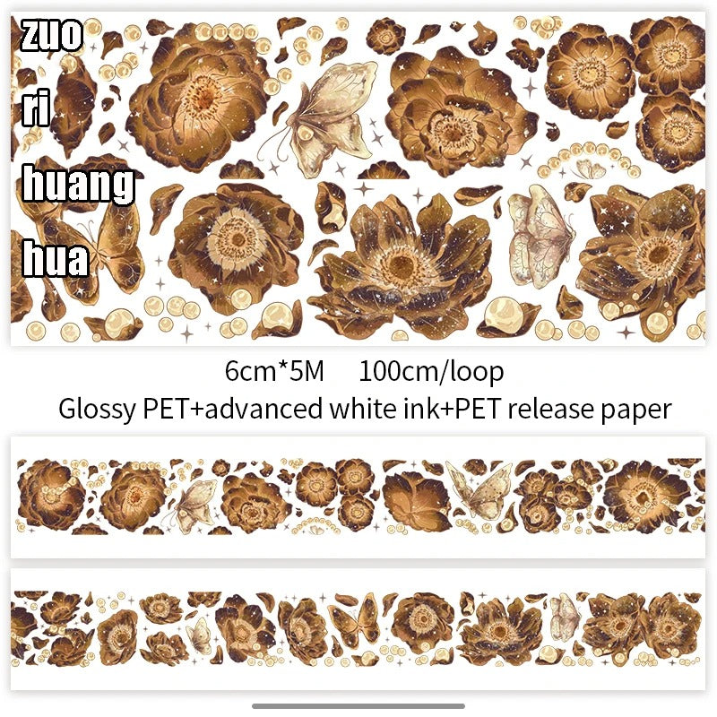 200mm500mm Roll Antique Landscaping Flower Washi Paper PET