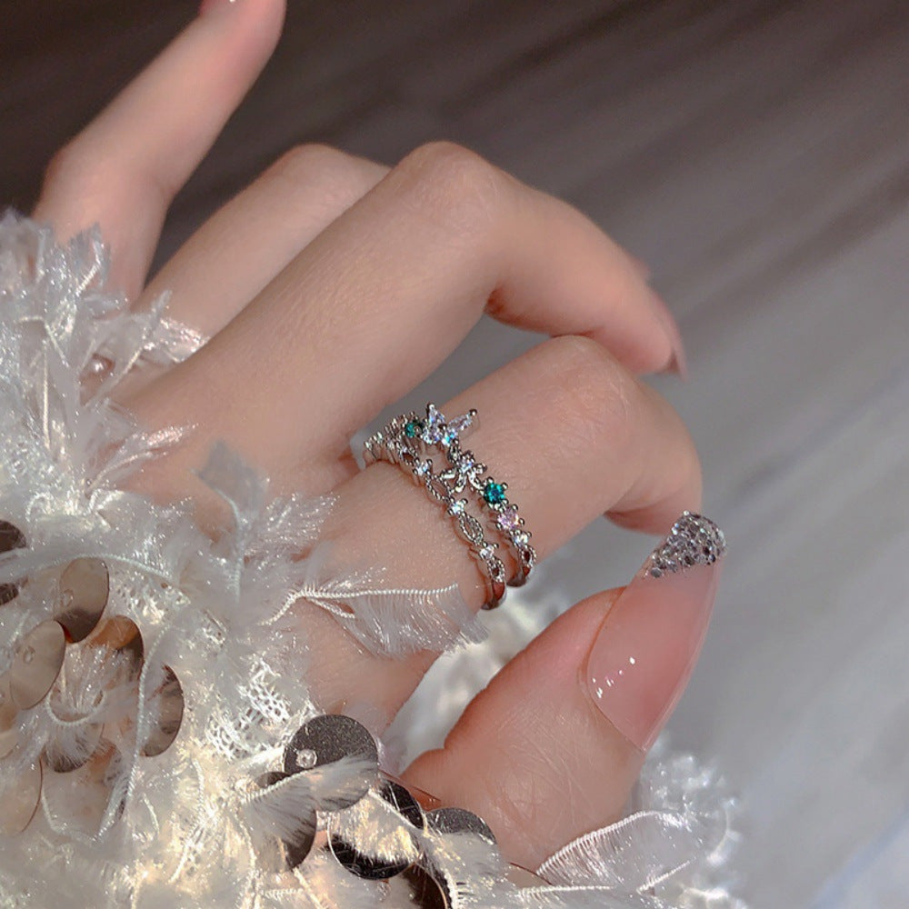 Antique Zircon Brushed Ring Female Retro Minority