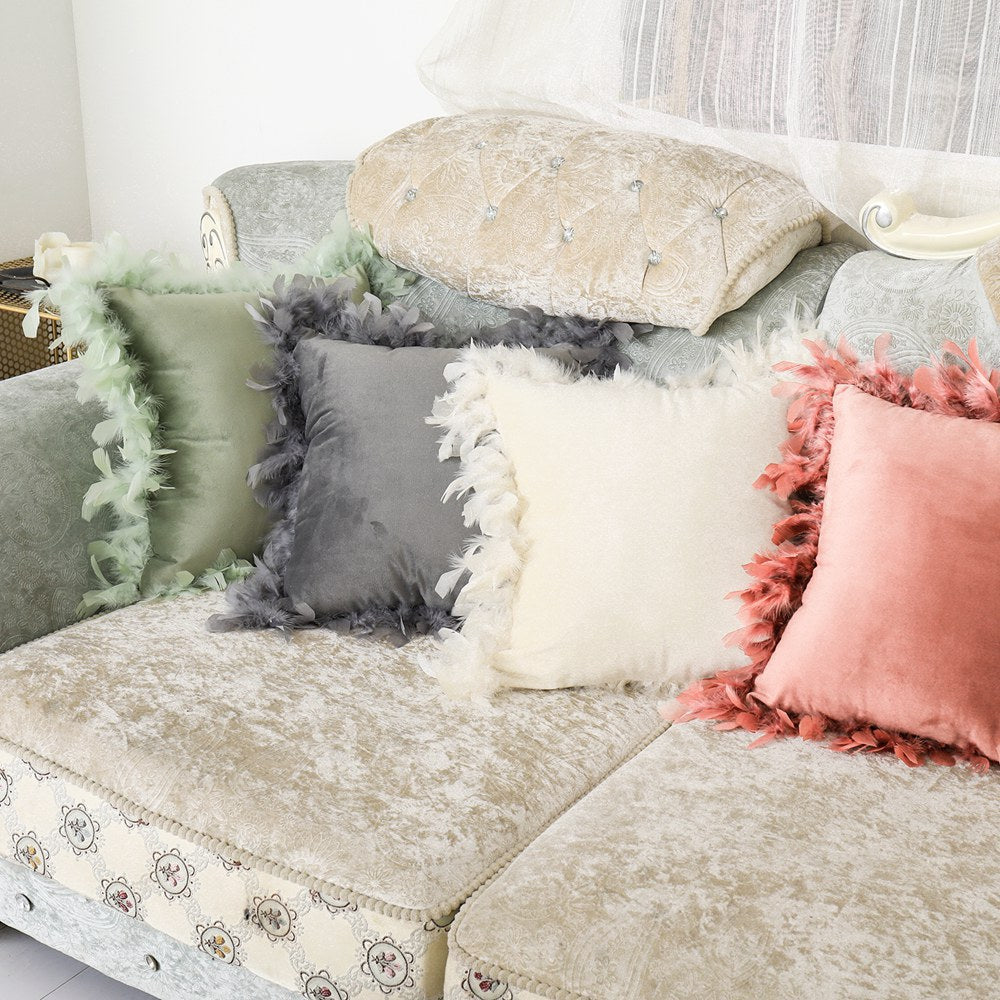 Velvet Feather Pillowcase Home Pillow