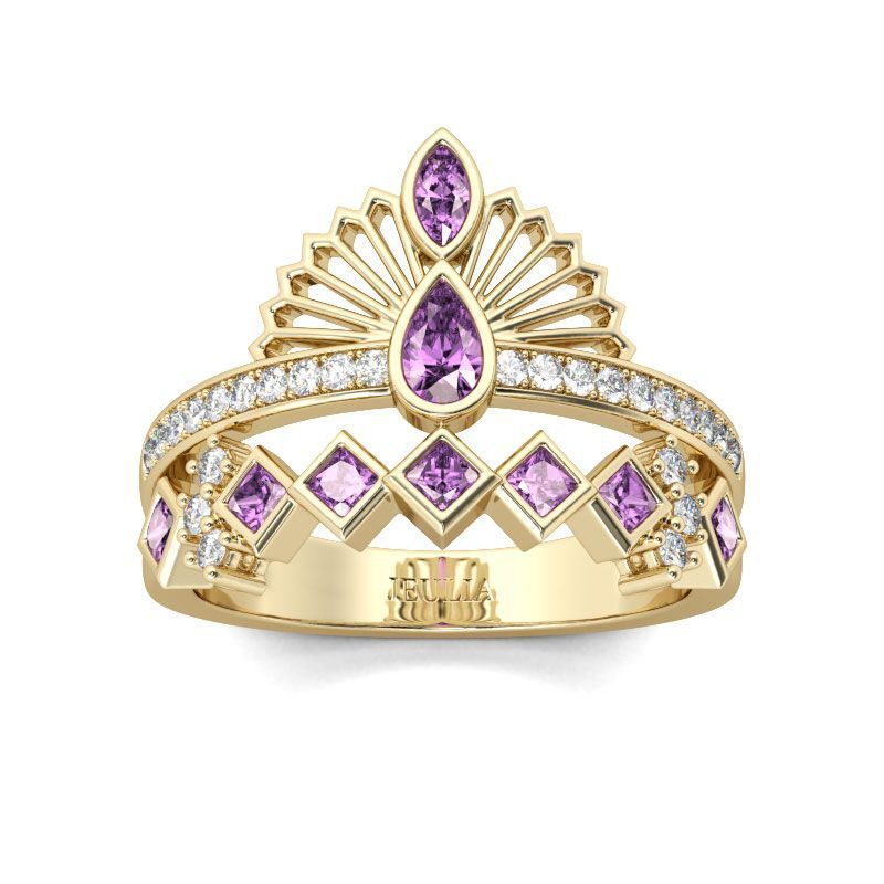 Crown Charm Purple Diamond Wedding Diamond Ring