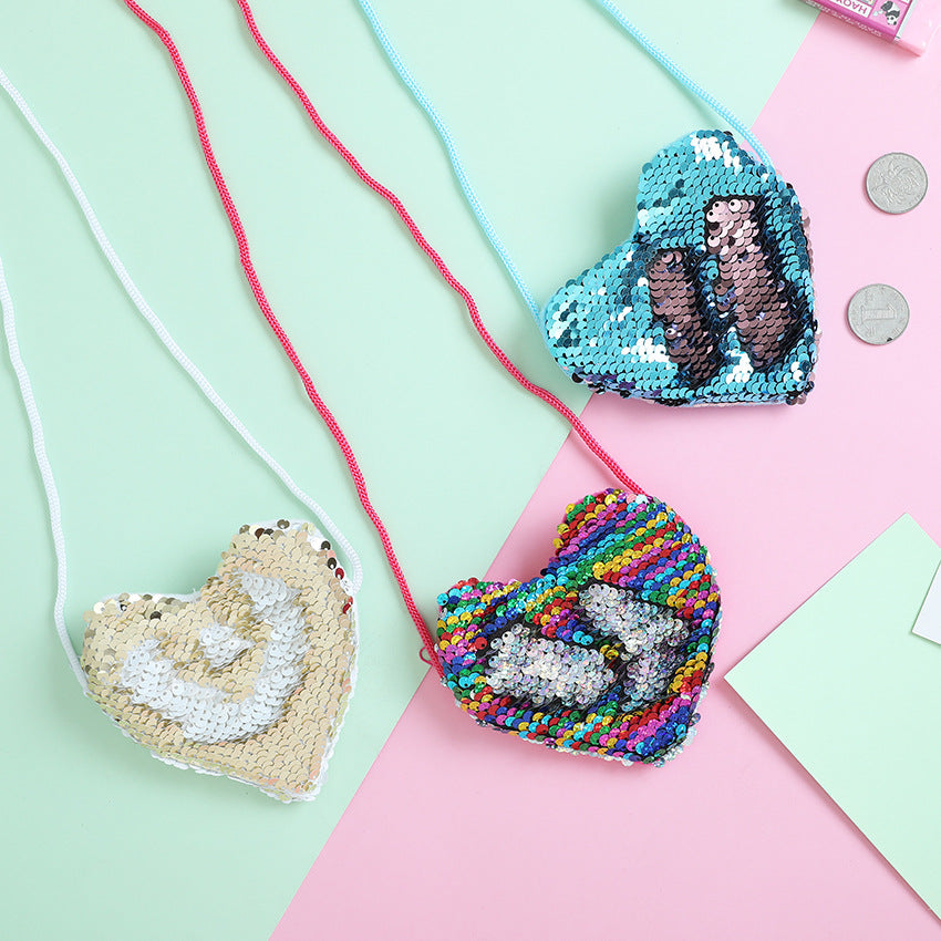 Sequined Purse Love Lanyard Shoulder Diagonal Package