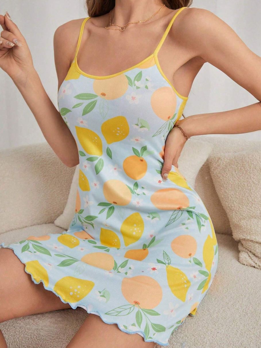 Women's Cat Printing Slip Nightdress