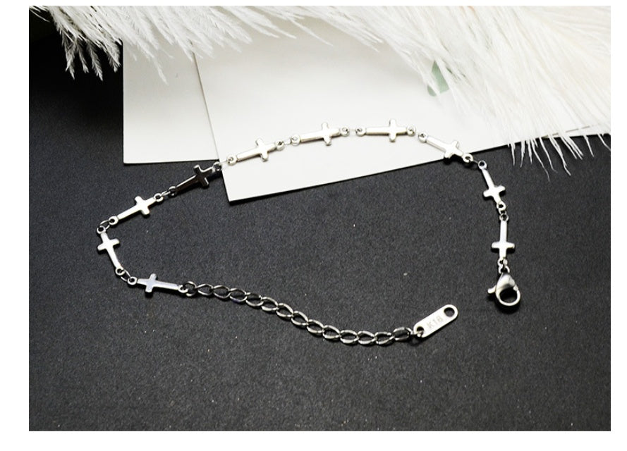 Three-Layer Real Gold Cross Bracelet