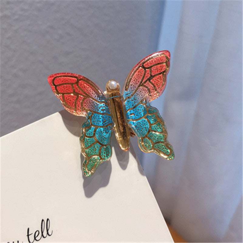 Color Butterfly Hairpin Net Red Simple Temperament Clip Headdress Hair Accessories