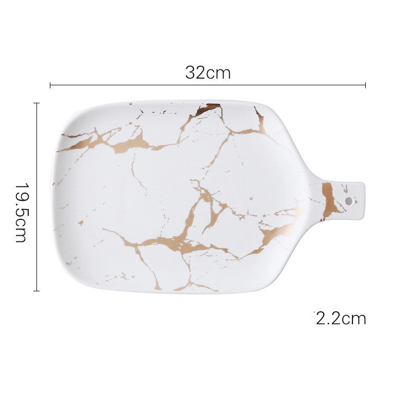 Marble Gold Ceramic Household Plate